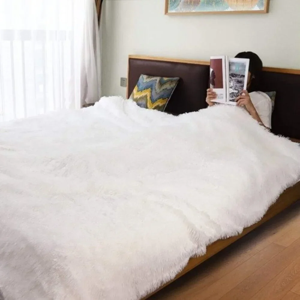 Lightweight Long Hair Soft Faux Fur Throw Blanket